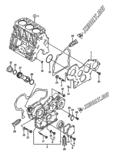  Двигатель Yanmar 3TNE88-EWA, узел -  Корпус редуктора 