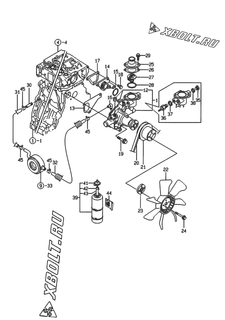  Система водяного охлаждения двигателя Yanmar 3TNE88-EWA