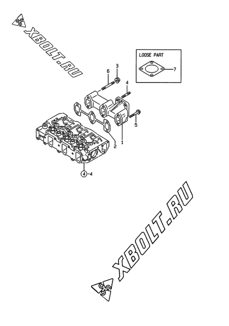  Выпускной коллектор двигателя Yanmar 3TNE82A-EWA