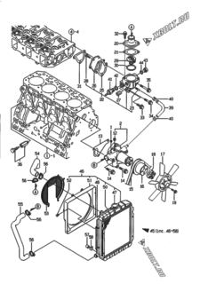 Двигатель Yanmar 4TNE84-EAD1, узел -  Система водяного охлаждения 