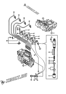  Двигатель Yanmar 4TNE84-EAD1, узел -  Форсунка 