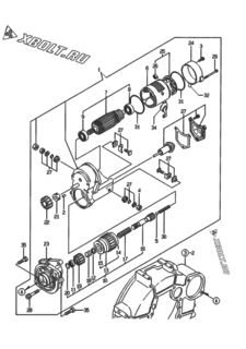  Двигатель Yanmar 4TNE84-EAD1, узел -  Стартер 