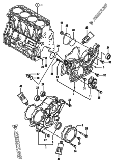  Двигатель Yanmar 4TNV98-NLANG, узел -  Корпус редуктора 