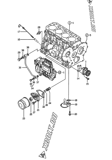  Система смазки двигателя Yanmar 4TNE88-EADS