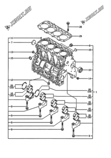  Двигатель Yanmar 4TNE98-ADS, узел -  Блок цилиндров 