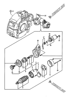  Двигатель Yanmar 4TNE98-ADS, узел -  Стартер 