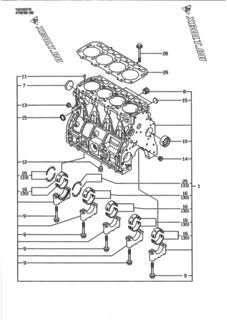  Двигатель Yanmar 4TNE98-DB, узел -  Блок цилиндров 