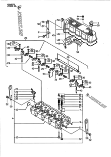  Двигатель Yanmar 4TNE98-DB, узел -  Головка блока цилиндров (ГБЦ) 