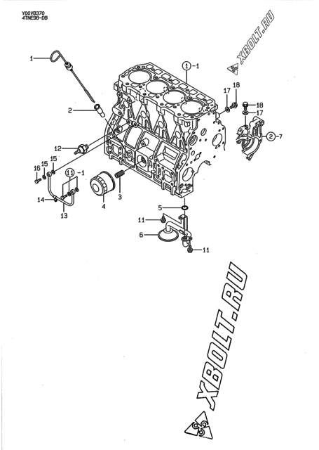  Система смазки двигателя Yanmar 4TNE98-DB
