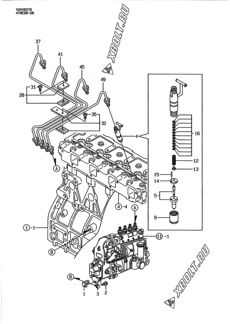  Форсунка двигателя Yanmar 4TNE98-DB