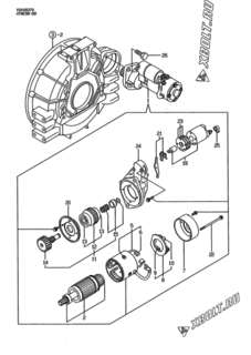  Двигатель Yanmar 4TNE98-DB, узел -  Стартер 