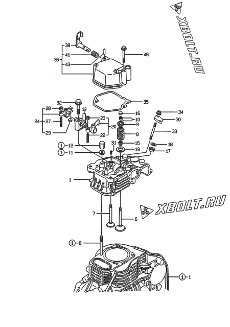  Головка блока цилиндров (ГБЦ) двигателя Yanmar L70ABEDEGMTA