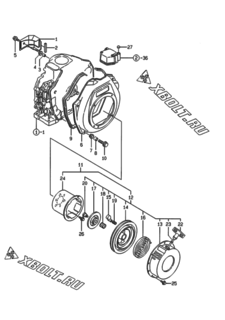  Двигатель Yanmar L70ABEDEGMTA, узел -  Пусковое устройство 