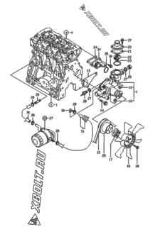  Двигатель Yanmar 3TNE84T-EBM, узел -  Система водяного охлаждения 