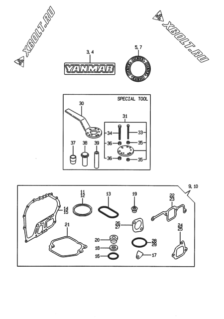  Инструменты, шильды и комплект прокладок двигателя Yanmar L70AEDEGFRYC