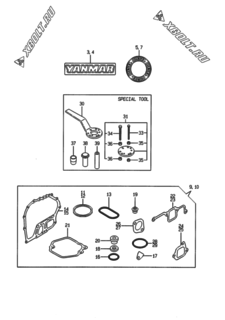  Двигатель Yanmar L70AEDEGFRYC, узел -  Инструменты, шильды и комплект прокладок 