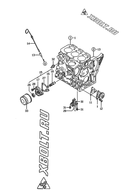  Система смазки двигателя Yanmar 3TNE74-LW