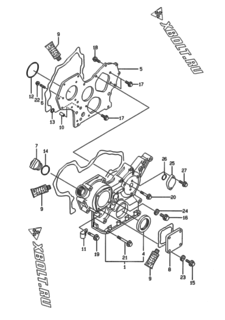  Двигатель Yanmar 3TNE88-ENKR, узел -  Корпус редуктора 