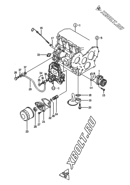  Система смазки двигателя Yanmar 3TNE88-ENKR