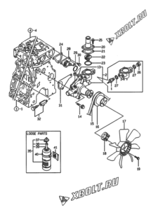  Двигатель Yanmar 3TNE88-ENKR, узел -  Система водяного охлаждения 