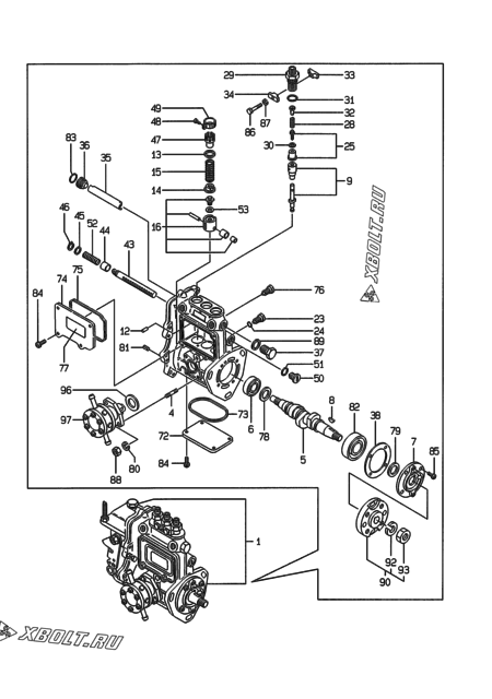  Топливный насос высокого давления (ТНВД) двигателя Yanmar 3TNE88-ENKR