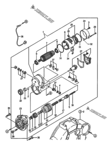  Двигатель Yanmar 3TNE88-ENKR, узел -  Стартер 