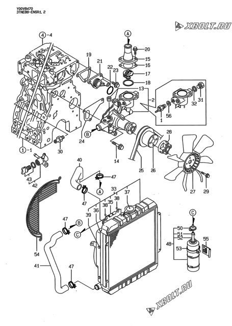  Система водяного охлаждения двигателя Yanmar 3TNE88-ENSR2