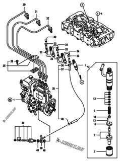  Двигатель Yanmar 3TNE82AC-ECR, узел -  Форсунка 