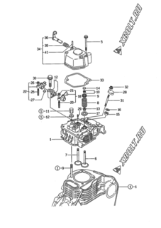  Двигатель Yanmar L100AEDEGLE7, узел -  Головка блока цилиндров (ГБЦ) 