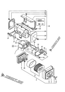  Двигатель Yanmar L100AEDEGLE7, узел -  Воздушный фильтр и глушитель 