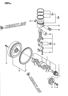  Двигатель Yanmar 4TNE88-ENKR, узел -  Коленвал и поршень 