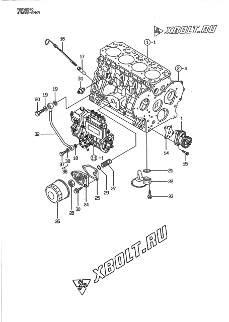  Система смазки двигателя Yanmar 4TNE88-ENKR