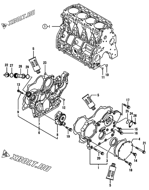  Корпус редуктора двигателя Yanmar 4TNE94-DBWK2