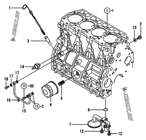  Система смазки двигателя Yanmar 4TNE94-DBWK2