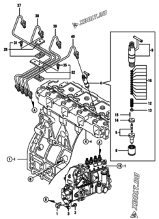  Двигатель Yanmar 4TNE94-DBWK2, узел -  Форсунка 