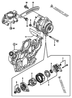  Двигатель Yanmar 4TNE94-DBWK2, узел -  Генератор 