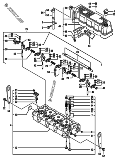  Двигатель Yanmar 4TNE94-DB, узел -  Головка блока цилиндров (ГБЦ) 