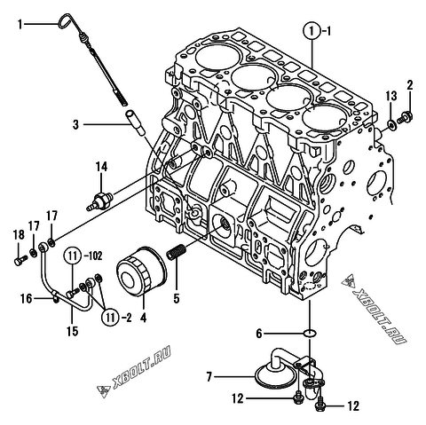  Система смазки двигателя Yanmar 4TNE94-DB