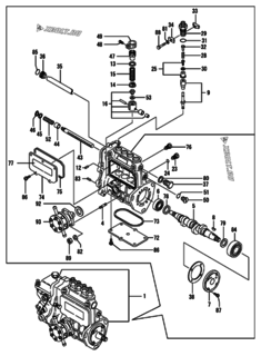  Двигатель Yanmar 4TNE84-BAG, узел -  Топливный насос высокого давления (ТНВД) 