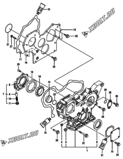  Двигатель Yanmar 3TNV88-KNSV, узел -  Корпус редуктора 