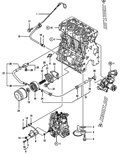  Система смазки двигателя Yanmar 3TNV88-KNSV