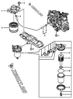  Двигатель Yanmar 3TNV88-KNSV, узел -  Топливопровод 