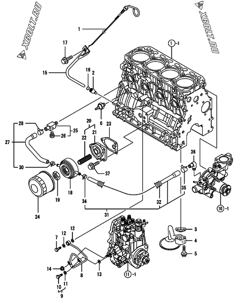  Система смазки двигателя Yanmar 4TNV88-KNSV
