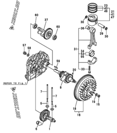  Двигатель Yanmar L70AEDEWK1YC, узел -  Коленвал, поршень и распредвал 