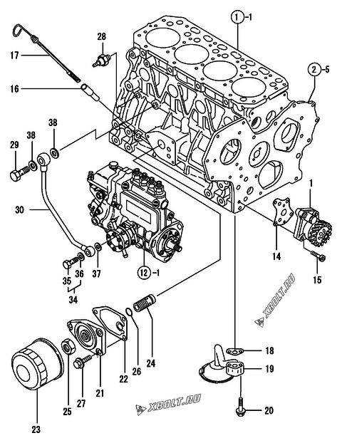  Система смазки двигателя Yanmar 4TNE88-EAD1