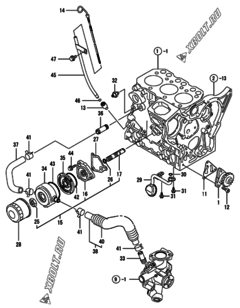 Двигатель Yanmar 3TNE74C-ECR, узел -  Система смазки 