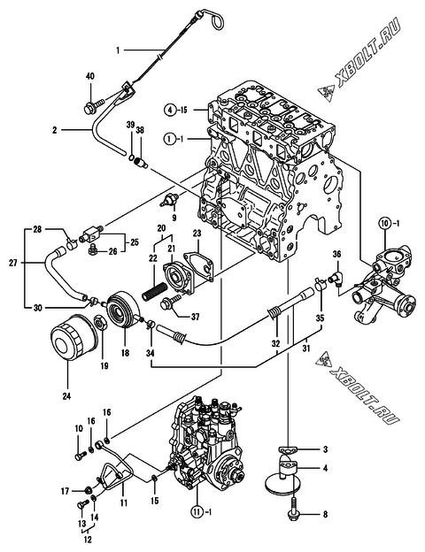  Система смазки двигателя Yanmar 3TNV82A-DNSV