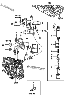  Двигатель Yanmar 3TNV82A-DNSV, узел -  Форсунка 