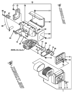 Двигатель Yanmar L100AEDEGMO2, узел -  Воздушный фильтр и глушитель 