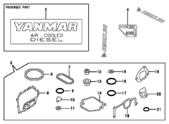  Двигатель Yanmar L100AEDEGMO2, узел -  Инструменты, шильды и комплект прокладок 